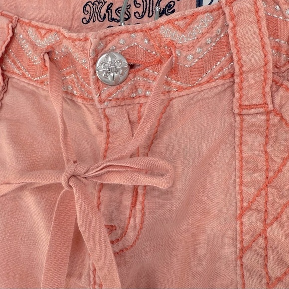 Miss Me Linen Shorts Mid Rise Women Size 28 Boho Casual Beach Pink Coral - Picture 5 of 15